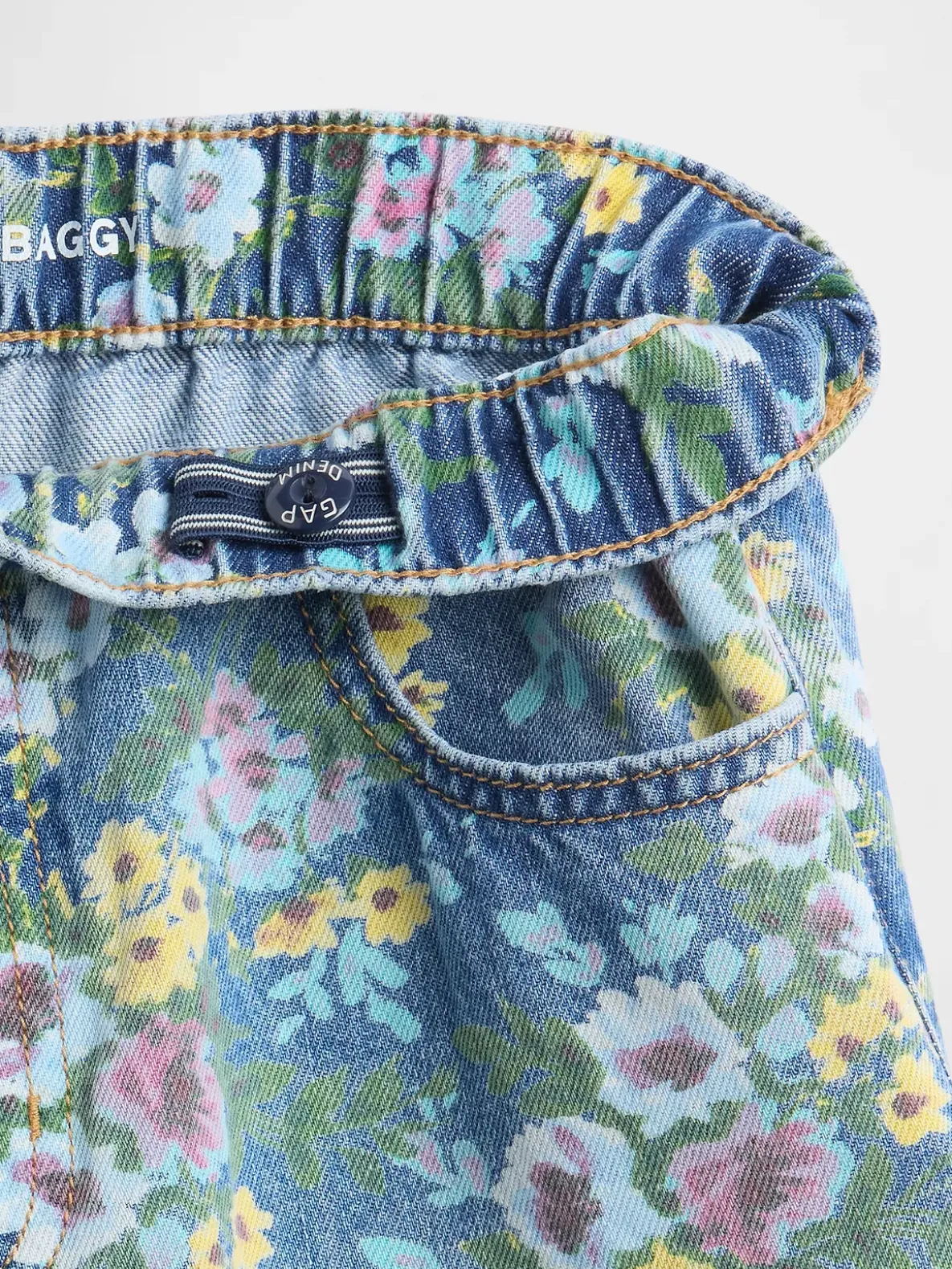 Kids Floral Easy Baggy Jeans