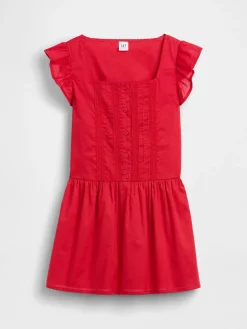 Kids Flutter-Sleeve Lace-Trim Dress