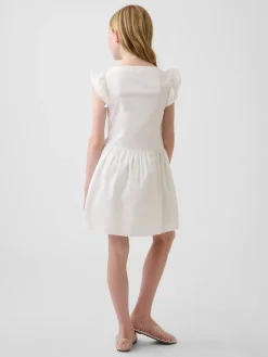 Kids Flutter-Sleeve Lace-Trim Dress