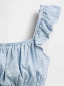 Kids Flutter-Sleeve Smocked Peplum Top