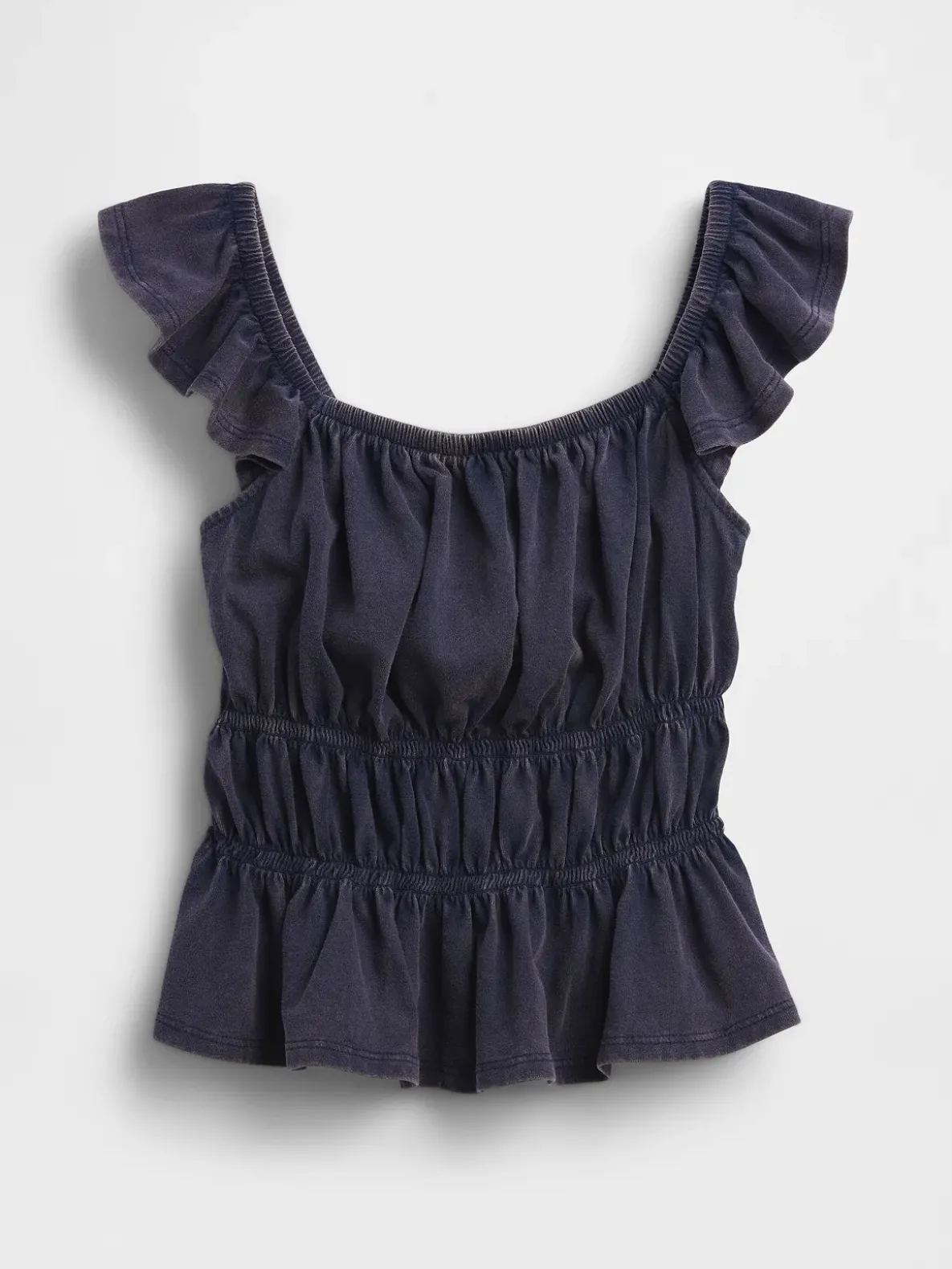 Kids Flutter-Sleeve Smocked Peplum Top