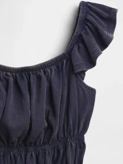 Kids Flutter-Sleeve Smocked Peplum Top