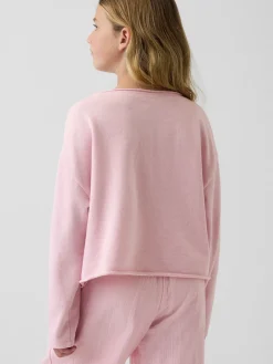 Kids French Terry Wide-Neck Logo Sweatshirt