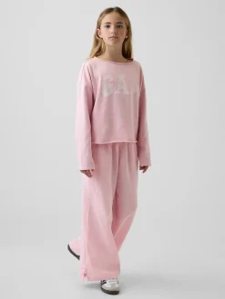 Kids French Terry Wide-Neck Logo Sweatshirt