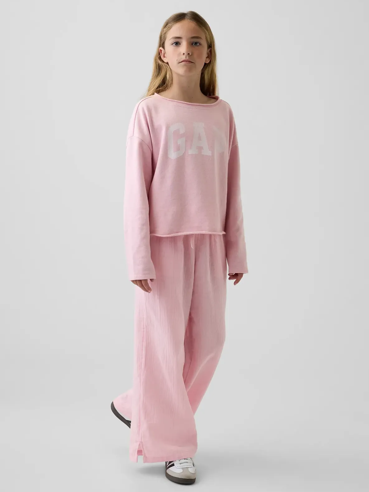 Kids French Terry Wide-Neck Logo Sweatshirt