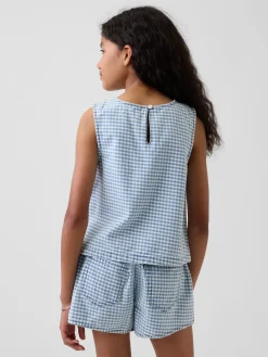 Kids Gingham Denim Shell Tank Top