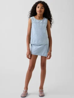 Kids Gingham Denim Shell Tank Top