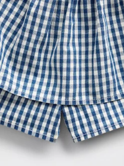 Kids Gingham Denim Tiered Skort