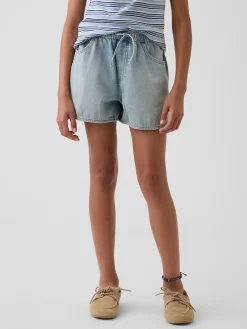 Kids High Rise Denim Easy Shorts