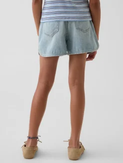 Kids High Rise Denim Easy Shorts