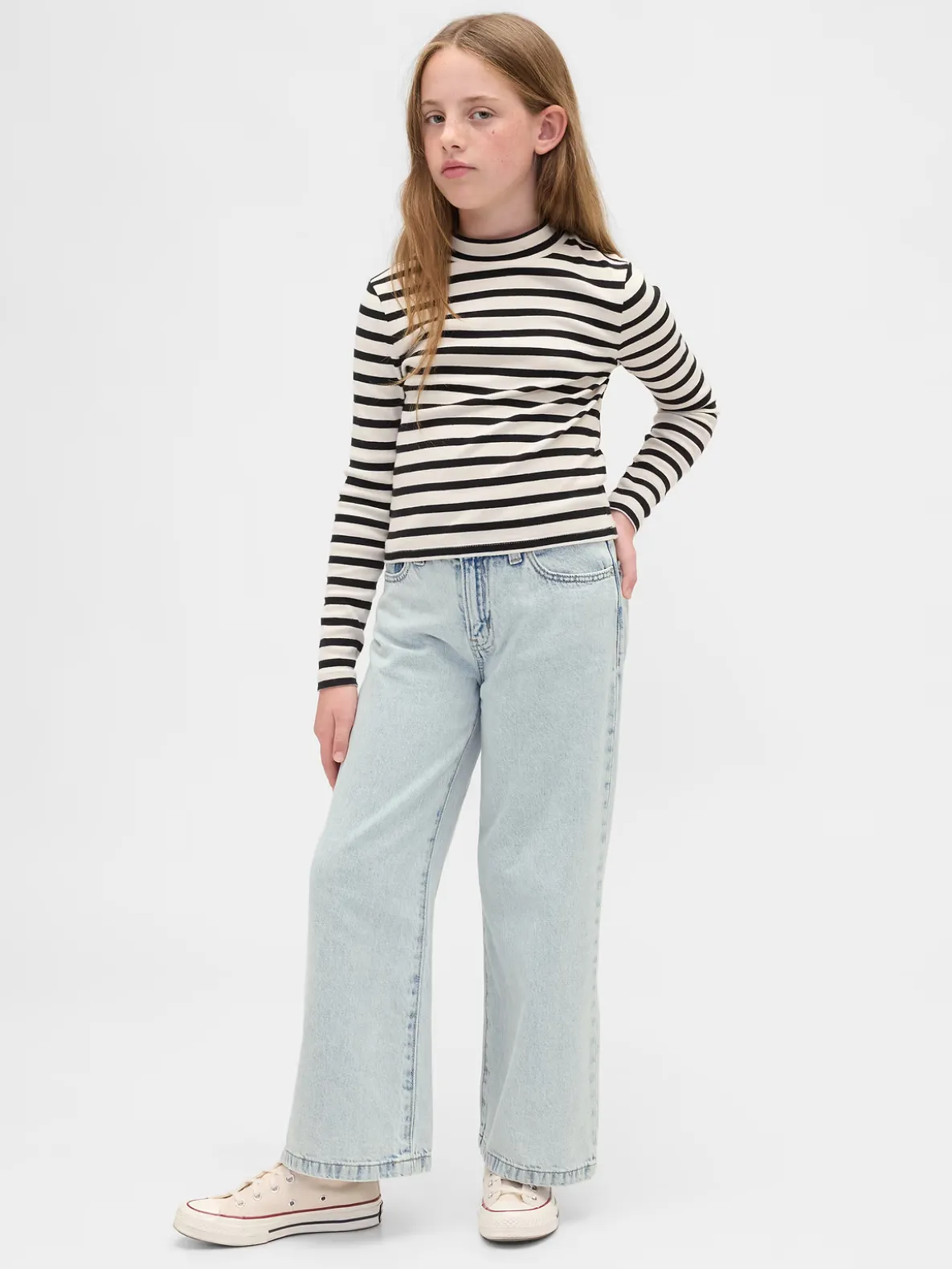 Kids High Rise Stride Wide-Leg Ankle Jeans