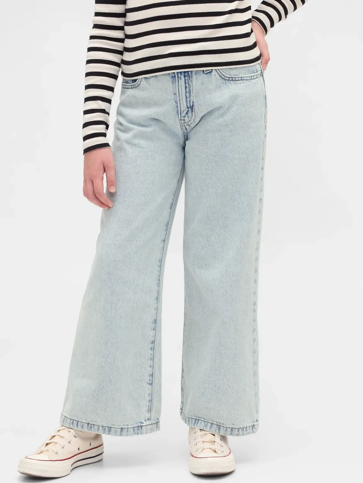 Kids High Rise Stride Wide-Leg Ankle Jeans