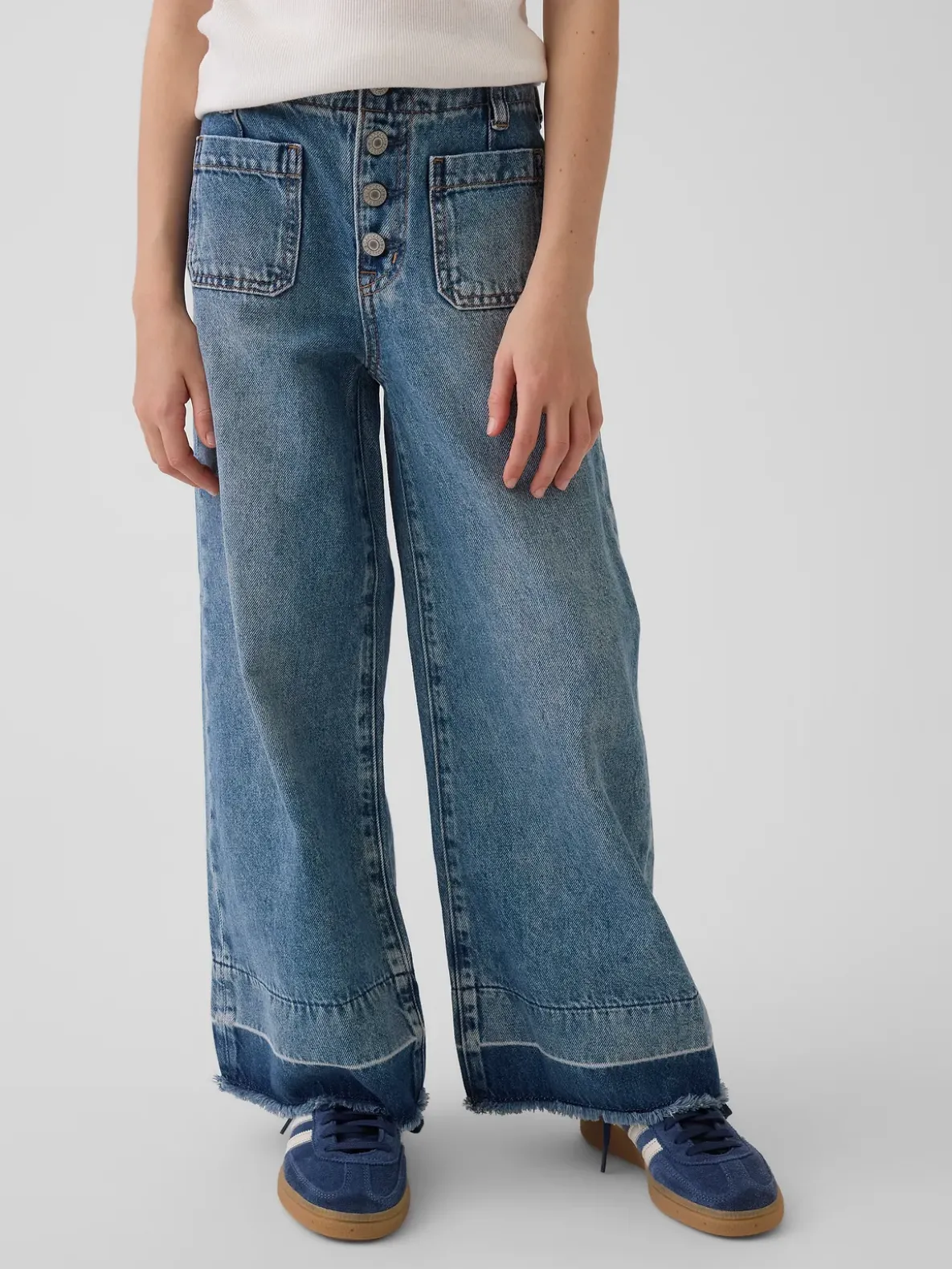 Kids High Rise Stride Wide-Leg Ankle Jeans