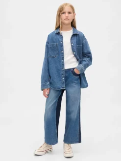 Kids High Rise Stride Wide-Leg Ankle Jeans