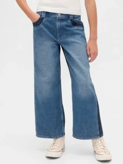Kids High Rise Stride Wide-Leg Ankle Jeans