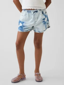 Kids High Rise Tie-Dye Denim Easy Shorts