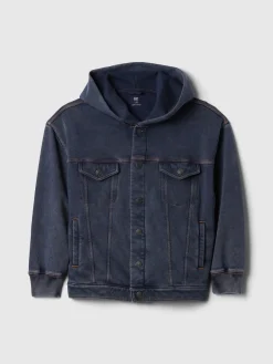 Kids Hooded Icon Sweatshirt Denim Jacket