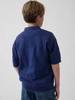 Kids Johnny Collar Checkered Sweater Shirt