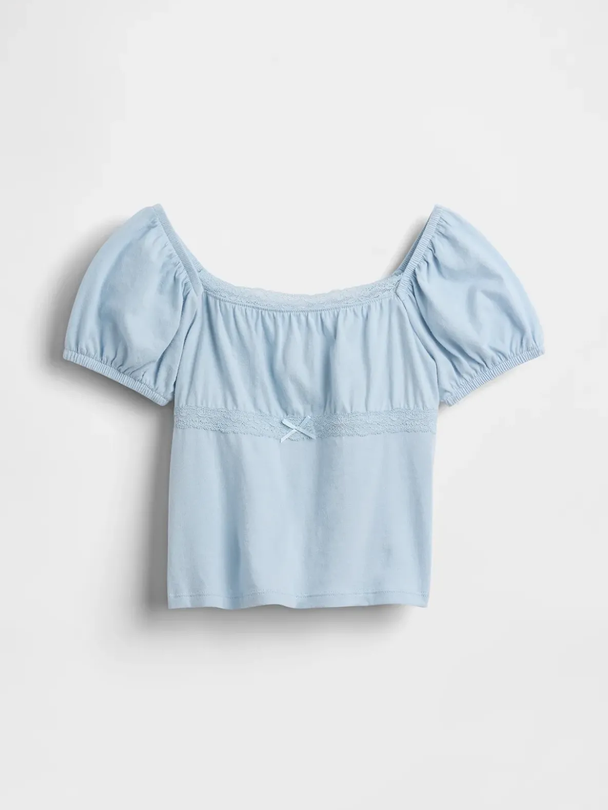 Kids Lace-Trim Puff-Sleeve Top