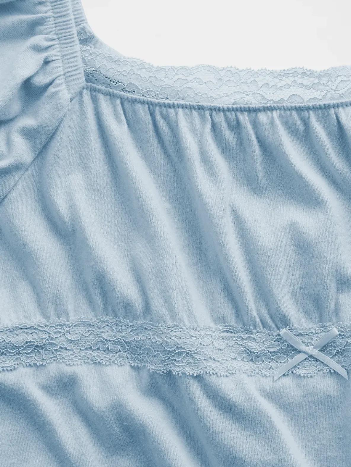 Kids Lace-Trim Puff-Sleeve Top