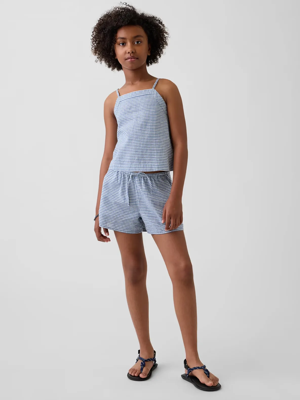 Kids Linen-Cotton Gingham Easy Shorts