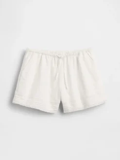 Kids Linen-Cotton Lace-Trim Easy Shorts