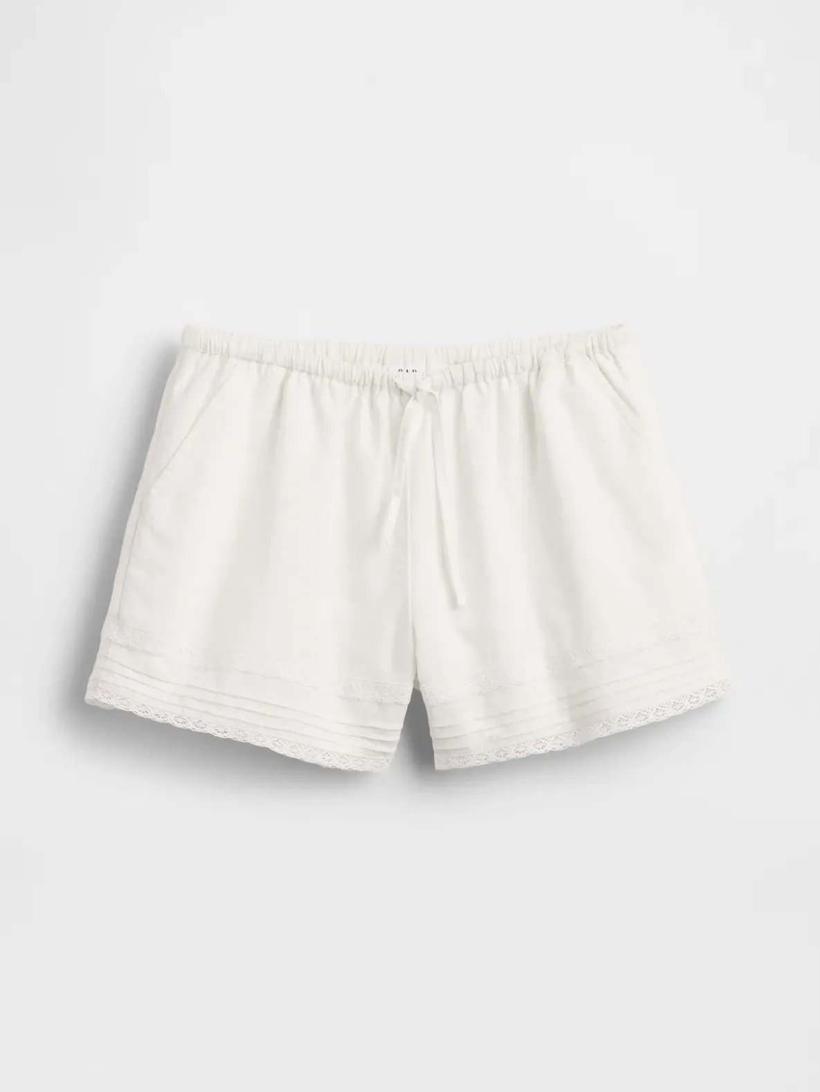 Kids Linen-Cotton Lace-Trim Easy Shorts