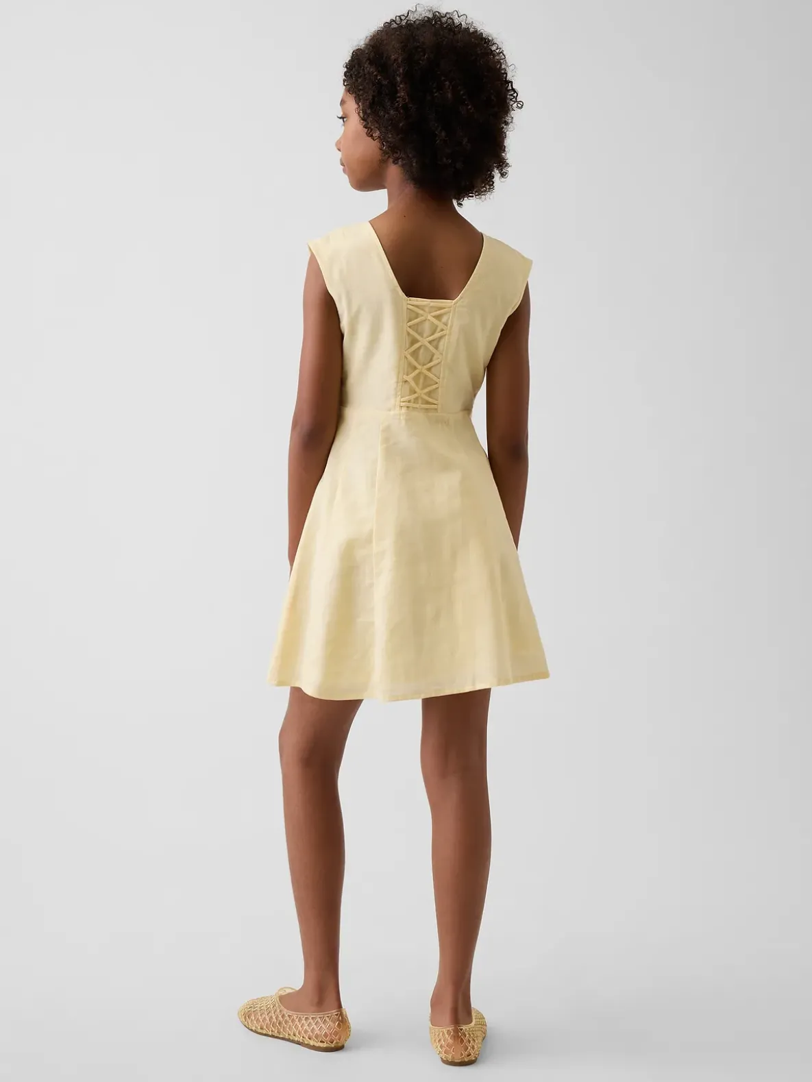 Kids Linen-Cotton Scoop Neck Dress