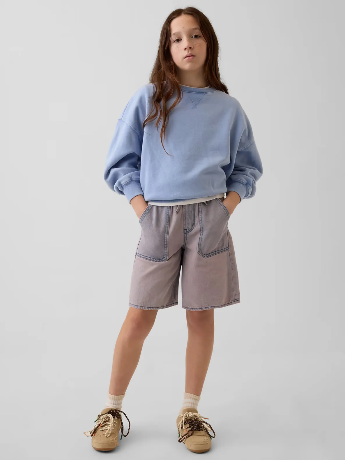 Kids Low Rise Easy Longline Denim Shorts