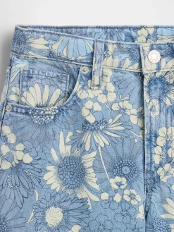 Kids Low Rise Floral Baggy Jeans