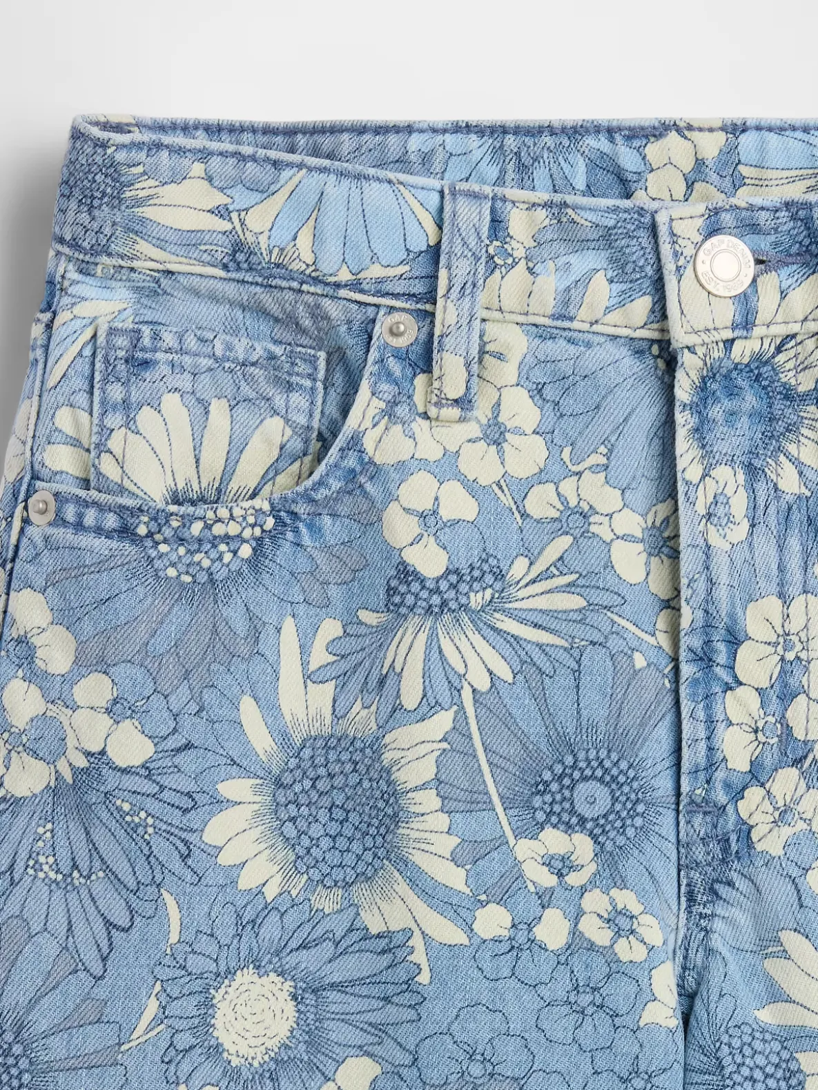 Kids Low Rise Floral Baggy Jeans