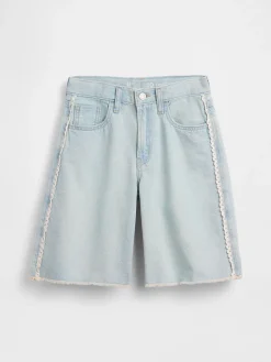 Kids Low Rise Longline Denim Shorts