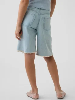 Kids Low Rise Longline Denim Shorts