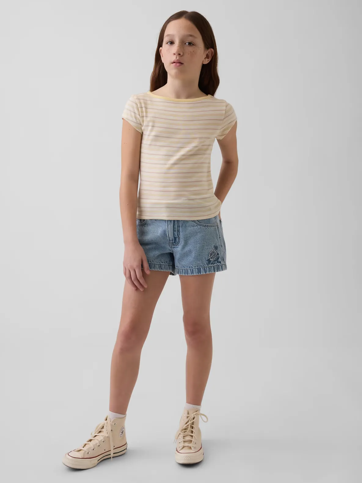 Kids Low Rise Stride Denim Shorts