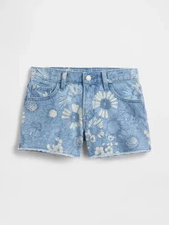 Kids Low Rise Stride Floral Denim Shorts
