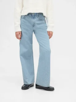 Kids Low Rise Stride Rhinestone Wide-Leg Jeans