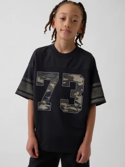 Kids Mesh Oversized Graphic Jersey T-Shirt
