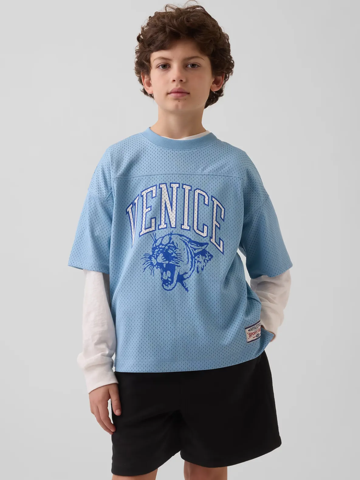 Kids Mesh Oversized Graphic Jersey T-Shirt