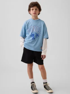 Kids Mesh Oversized Graphic Jersey T-Shirt