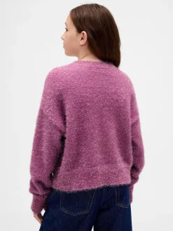Kids Metallic Eyelash Crewneck Sweater