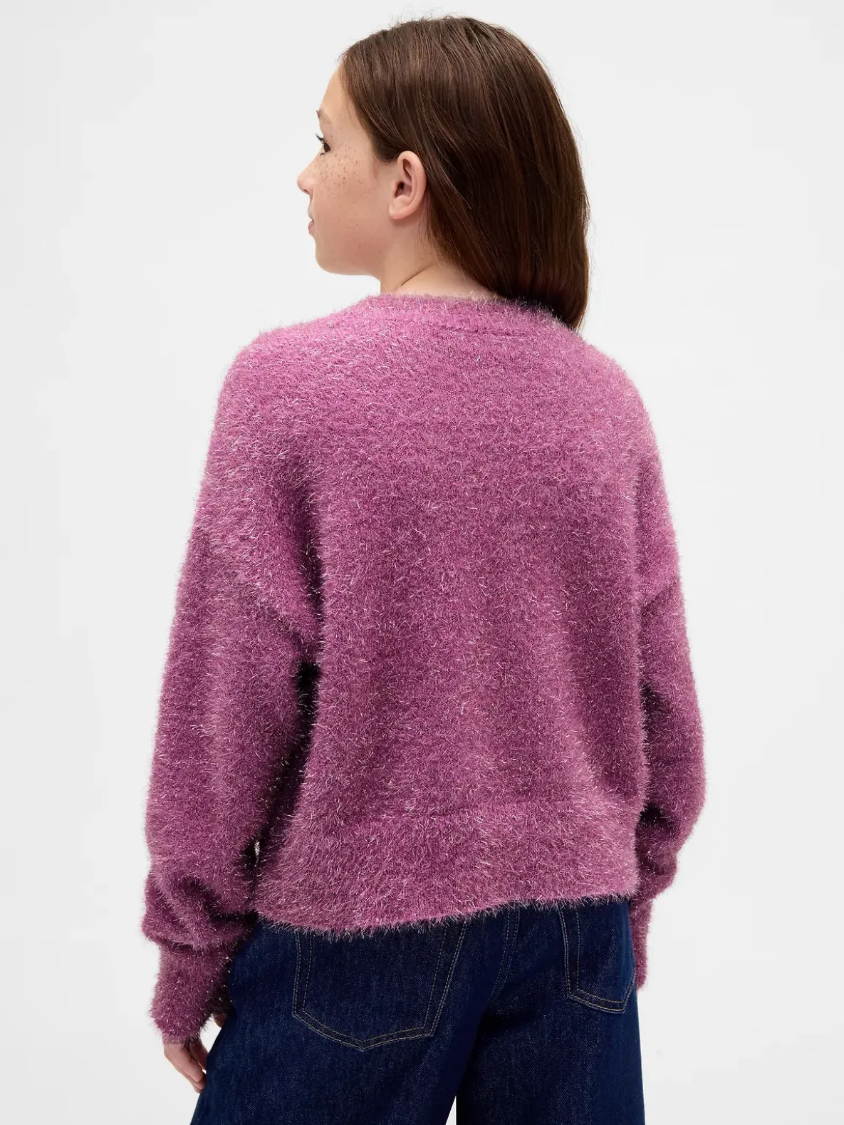 Kids Metallic Eyelash Crewneck Sweater