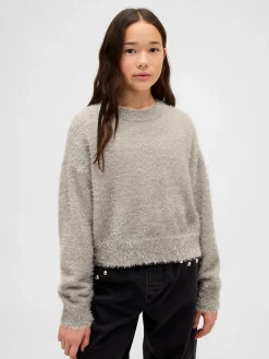 Kids Metallic Eyelash Crewneck Sweater