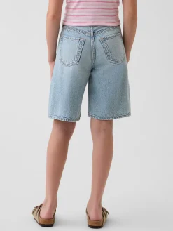 Kids Mid Rise Longline Denim Shorts
