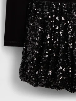 Kids Mixed Media Sequin Bubble Dress