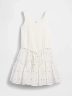 Kids Mixed Media Tiered Tank Dress