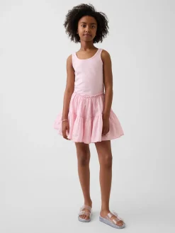 Kids Mixed Media Tiered Tank Dress