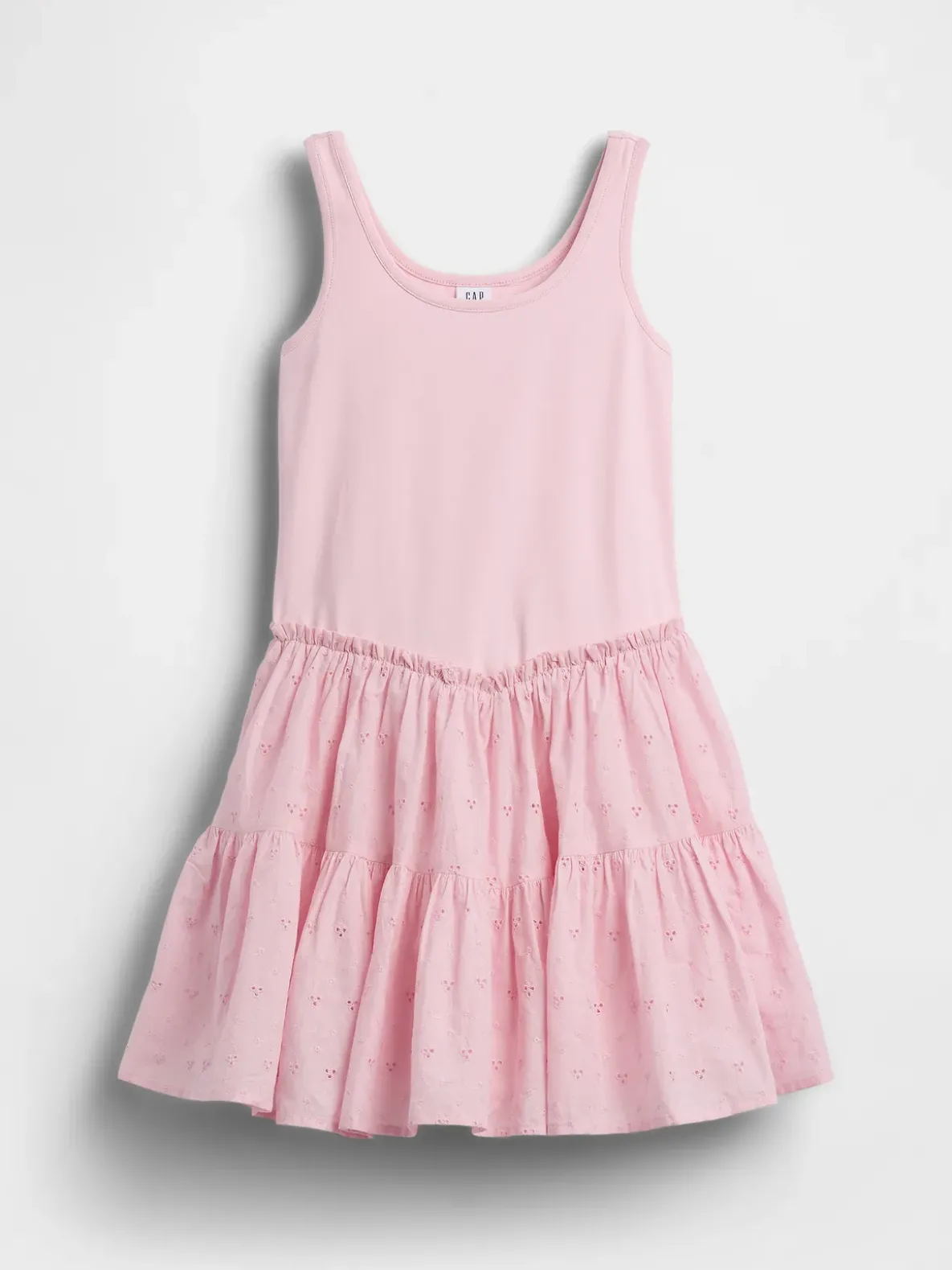 Kids Mixed Media Tiered Tank Dress