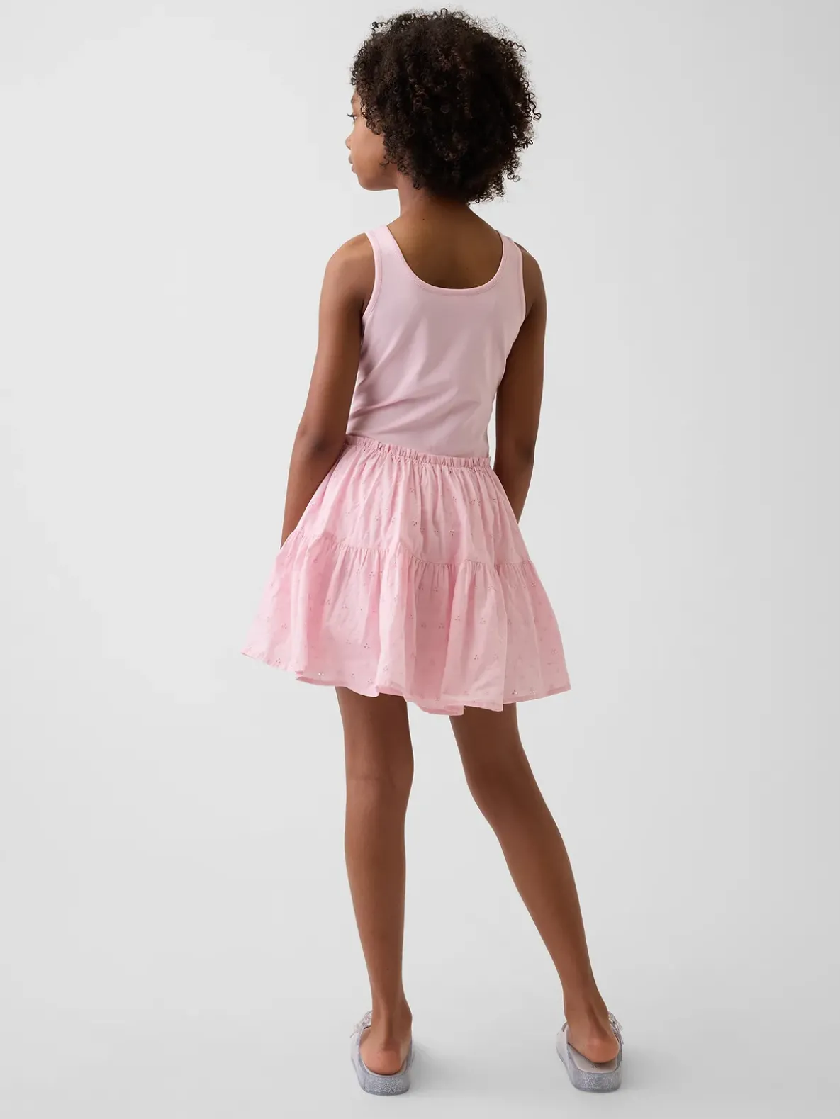 Kids Mixed Media Tiered Tank Dress