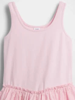 Kids Mixed Media Tiered Tank Dress