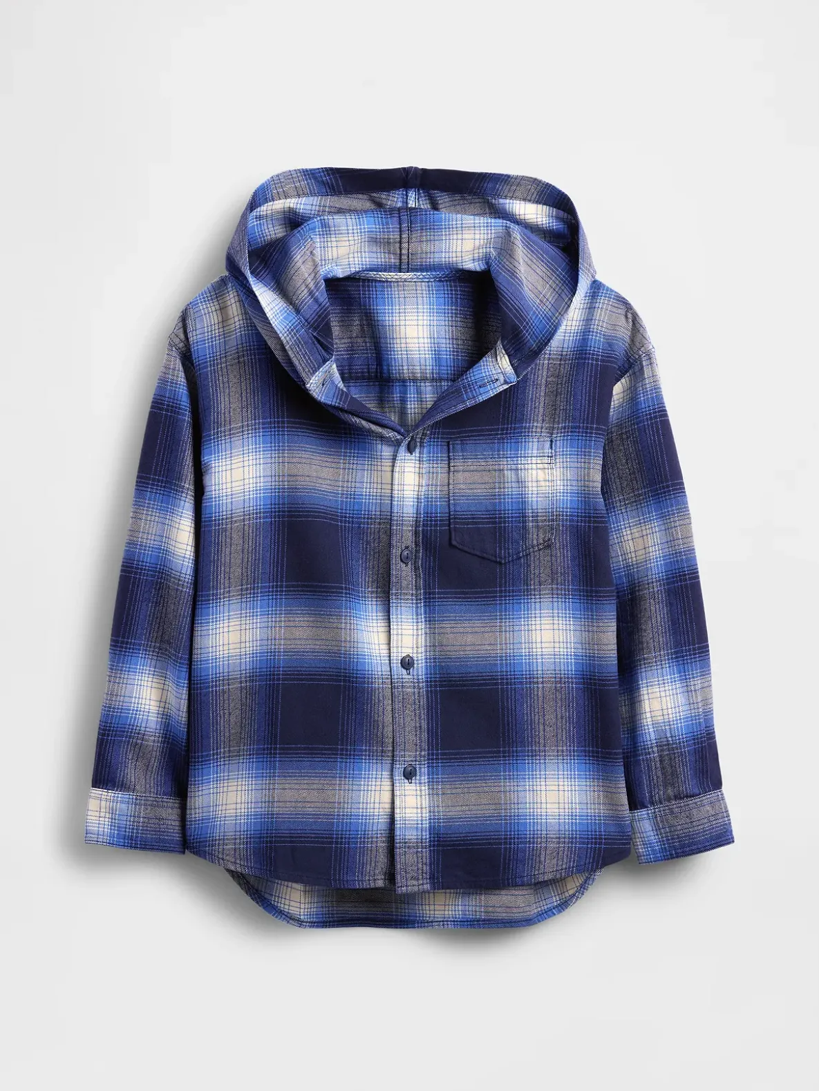 Kids Organic Cotton Hooded Flannel Shirt